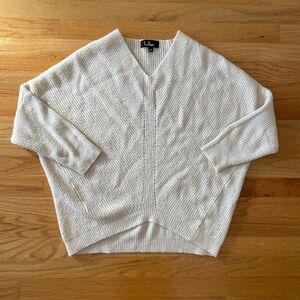 Lulu's Cream Ribbed V-Neck Sweater